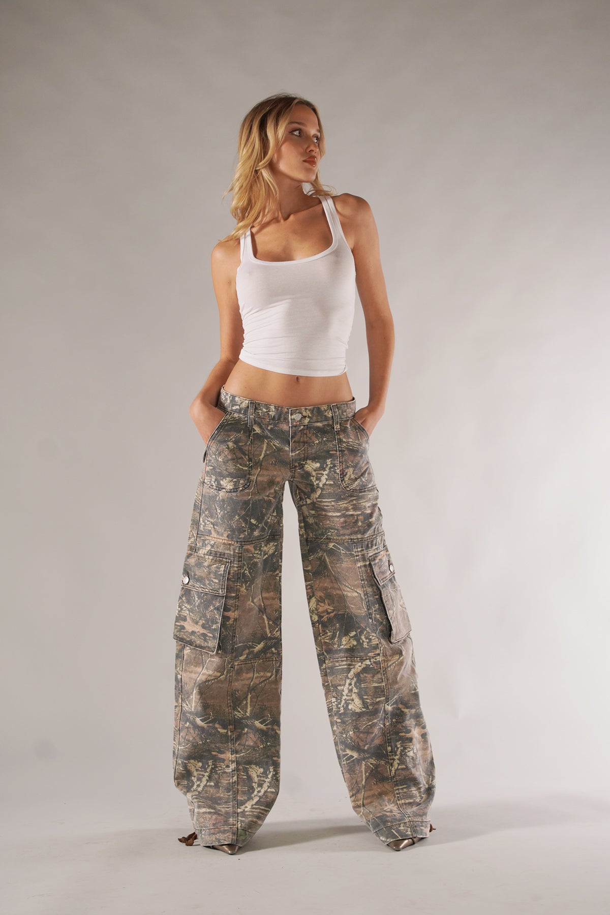 Utility Cargo Pants with Camo Print