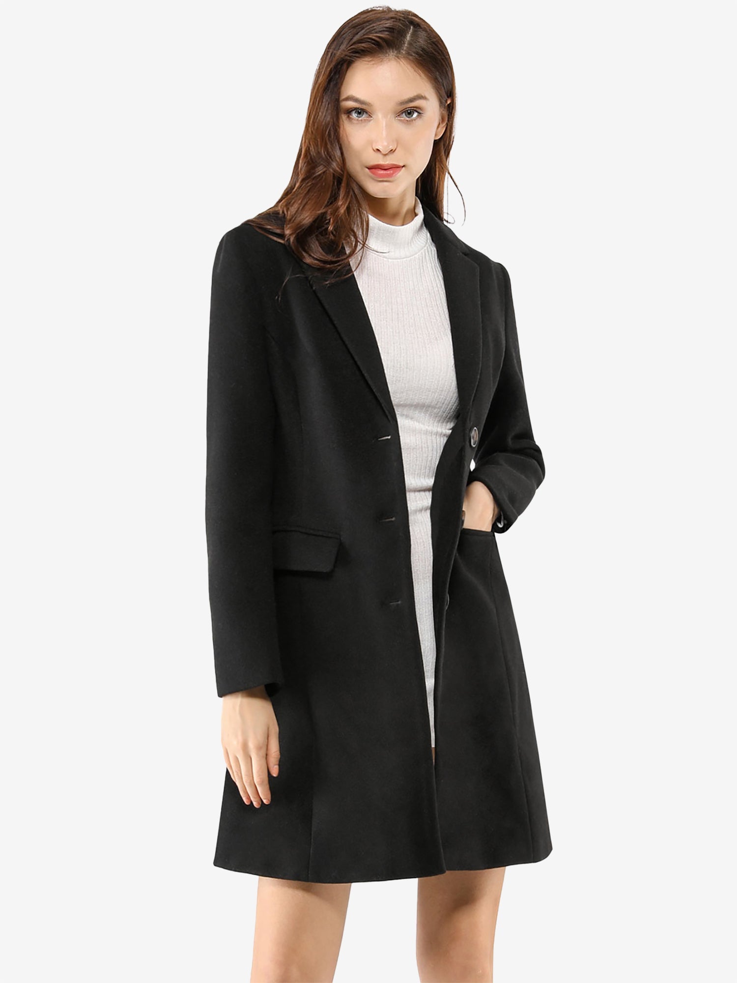 Chic Women's Coat with Lapel Collar and Buttons