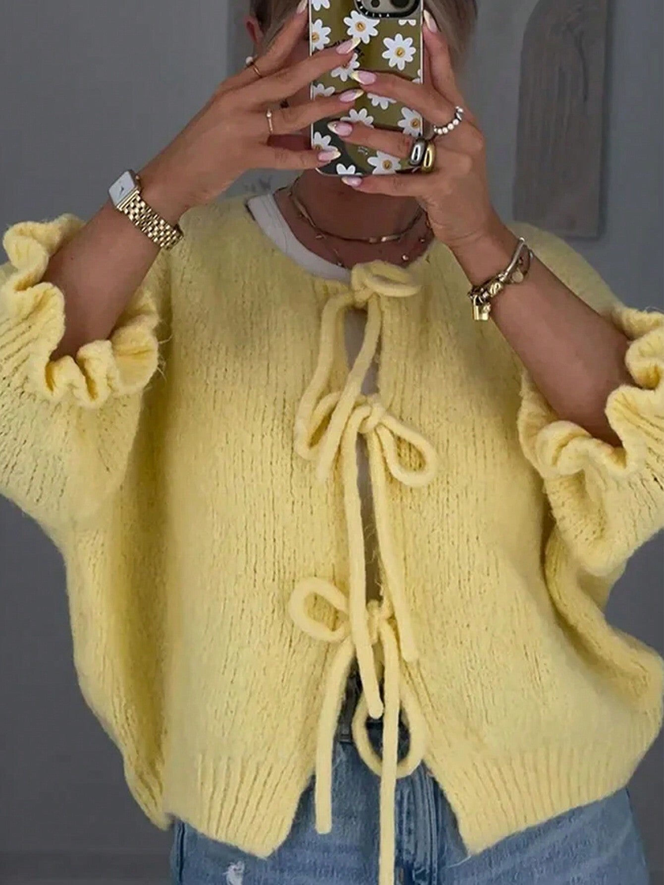 Knitted Top with Playful Tie Closure