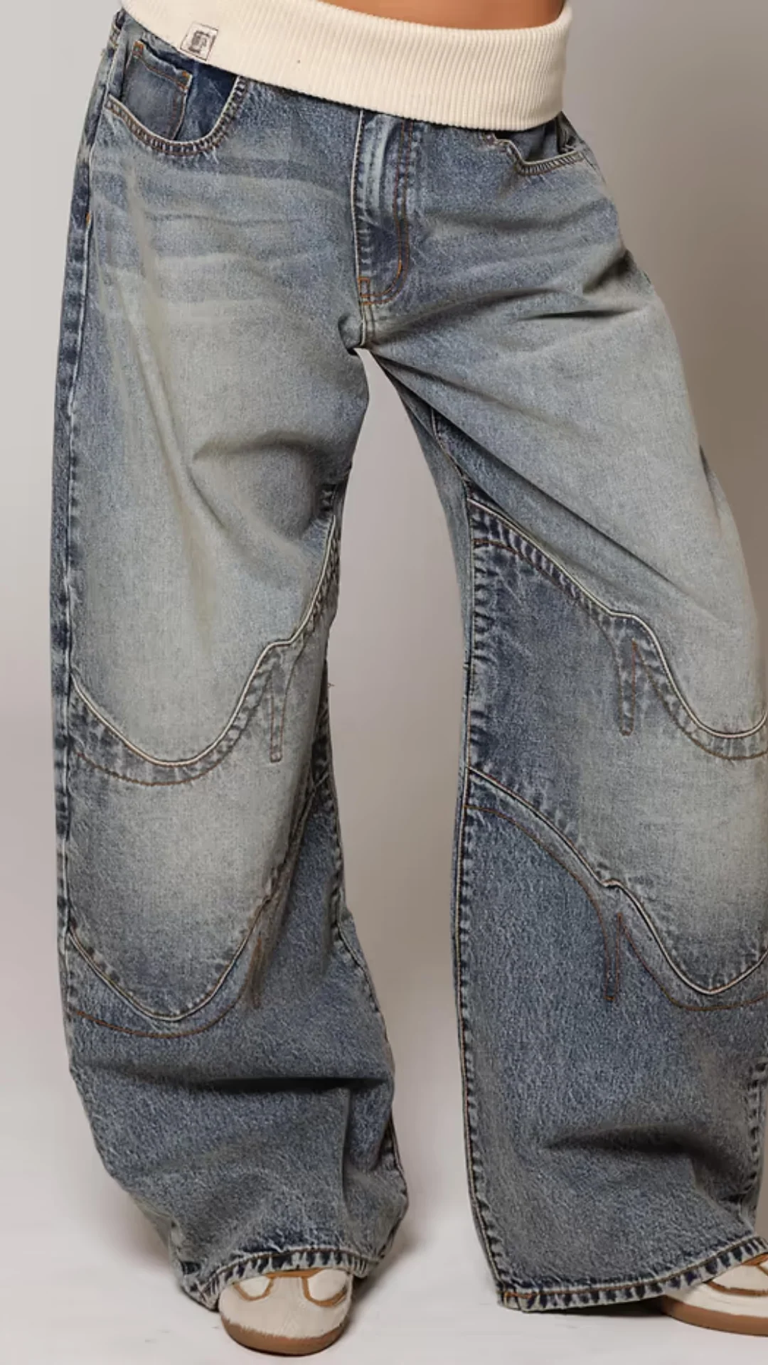 Vintage Blue Fold-Over Jeans