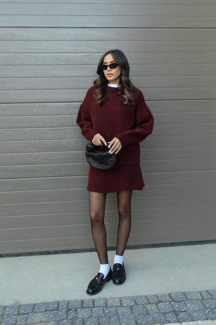 Cozy Knit 2-piece Sweater and Skirt set