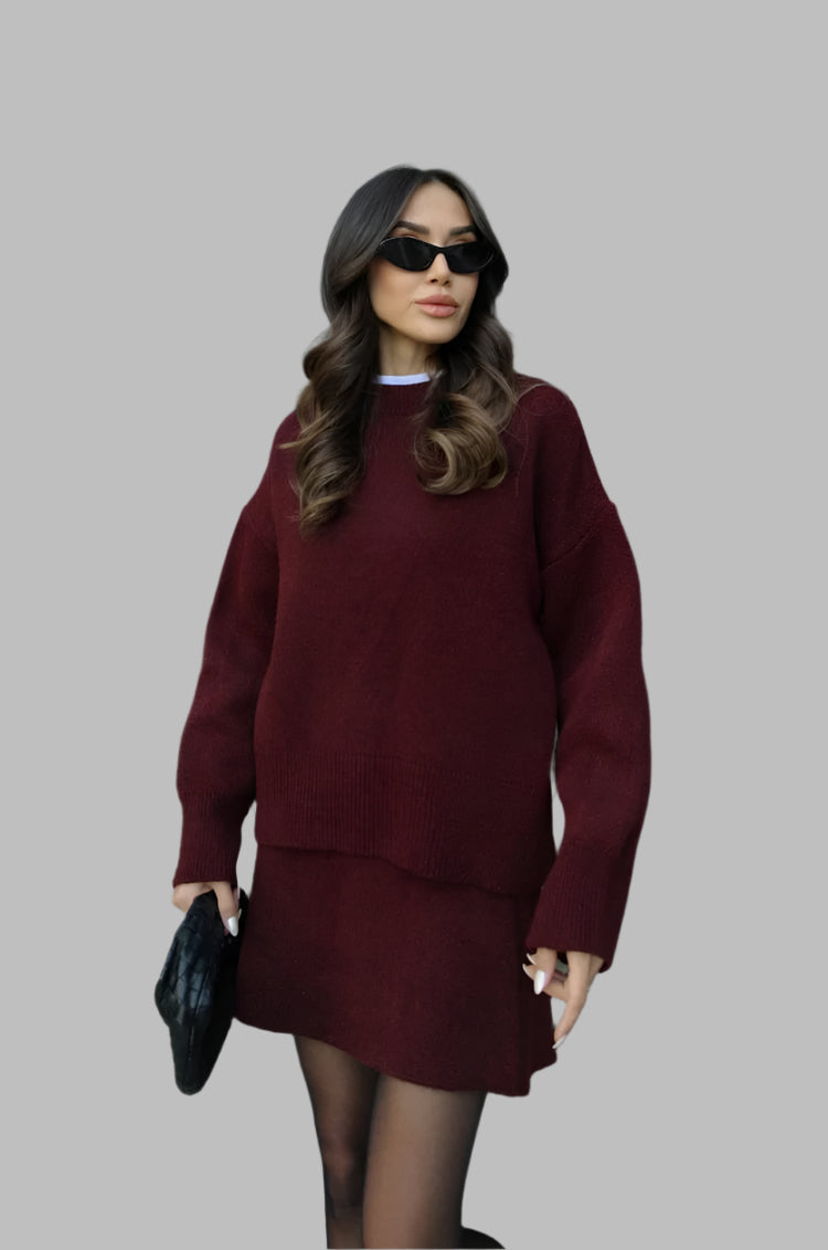 Cozy Knit 2-piece Sweater and Skirt set